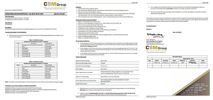 STRUCTURAL DESIGN CERTIFICATE – T shape clamp for tin roof(001)