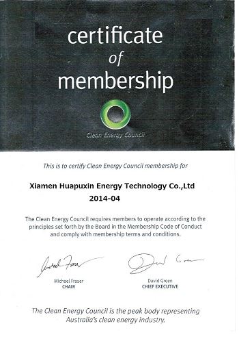 Certificate of Membership of Clean Energy Council(001)