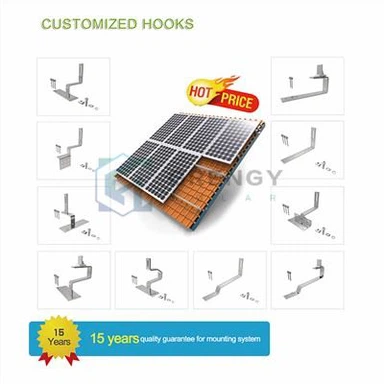 瓦屋根ソーラーマウント調節可能なフック